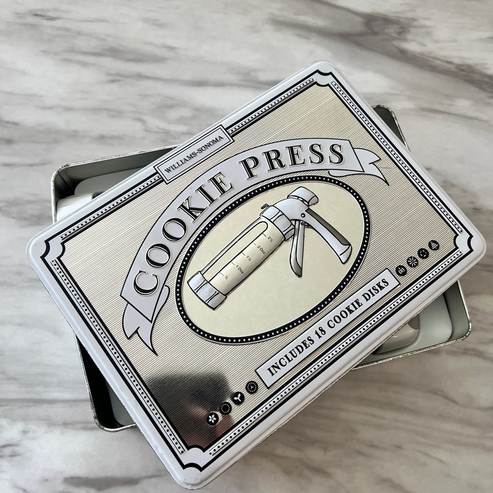 Williams Sonoma Silver Cookie Press Set